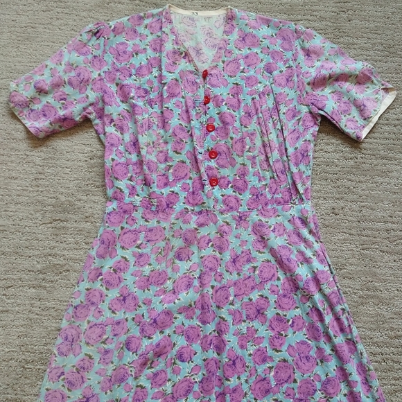 1930's FEEDSACK WORK DRESS 30's true vintage M - Picture 9 of 12